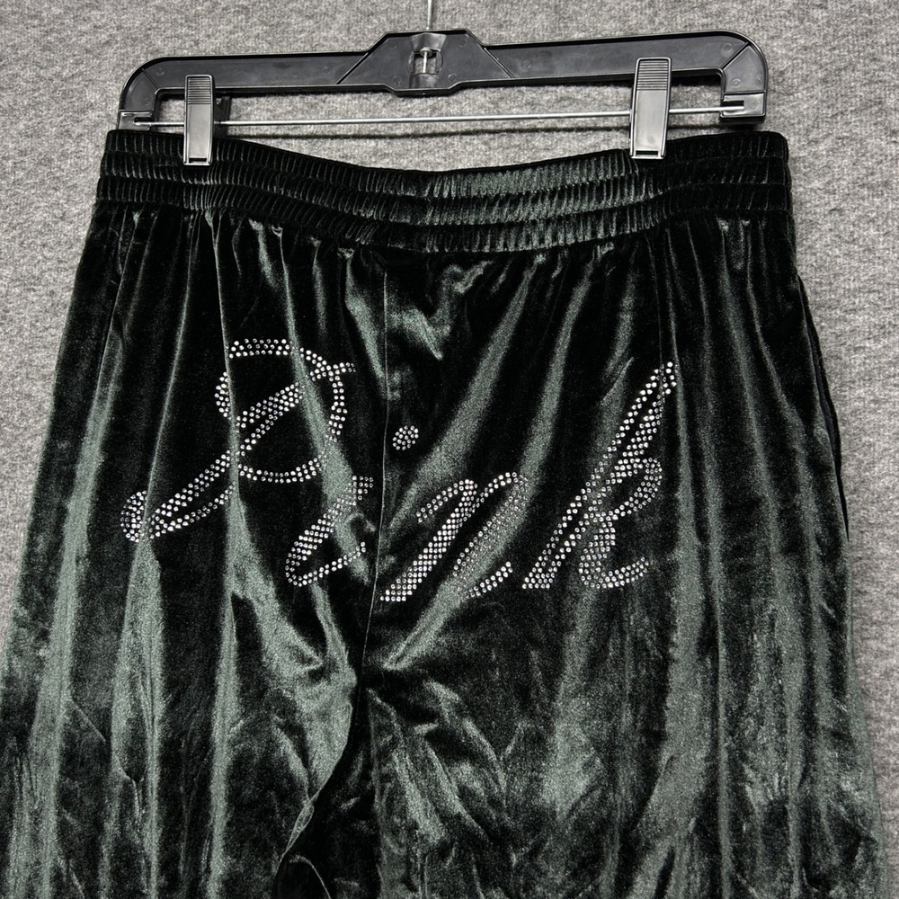 PINK Victoria's Secret Black Velvet Rhinestone Logo Pajama Pants